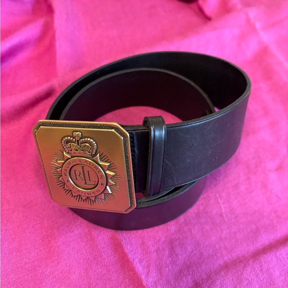 Lauren Ralph Lauren Black Leather Belt Size M - Picture 2 of 6